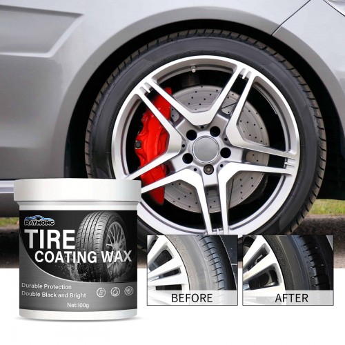 Rayhong Tire Coating Wax Tire Refurbishment Black And Bright Coating Paste, Tire Wax Darkening Gloss Durable Bright Decontamination Cleaner, Motorcycle Tire Bright100g